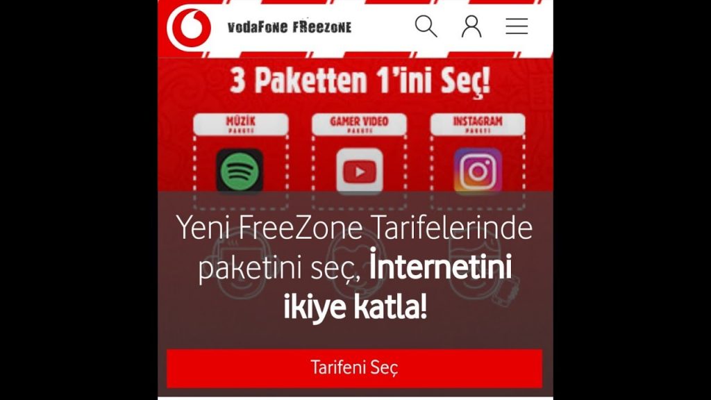 Vodafone FreeZone Tarifeleri ve Paketleri